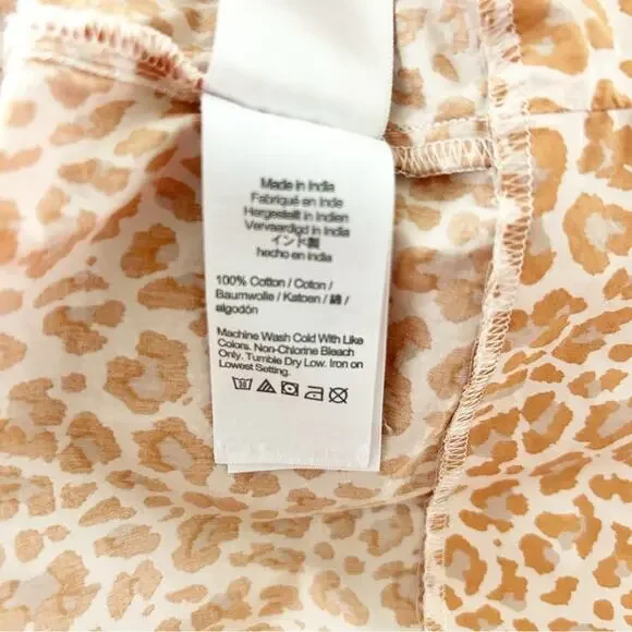 J. Crew Cottage Dress Pink Leopard Cotton Short Puff Sleeves Button Down Size S - Picture 8 of 8